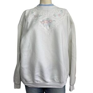 LEE white lace floral crewneck sweatshirt